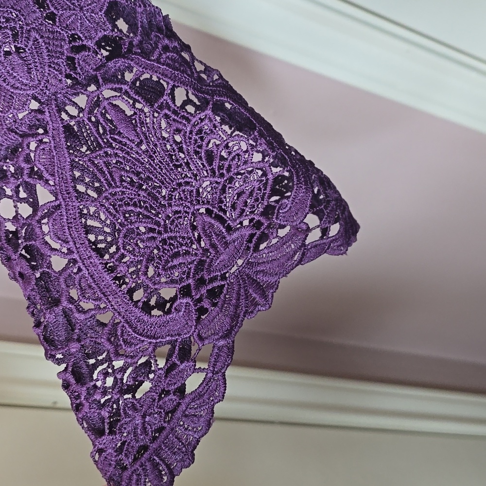 Bold Elements Dark Purple See Through High Neck L… - image 3